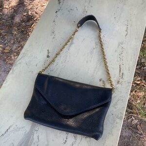 J Crew Black Pebble Leather Handbag Purse